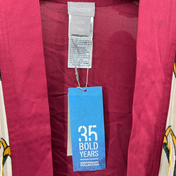 Chicos‎ Kimono Jacket L/XL Velvet Floral Anniversary Collection Silk Blend - Picture 5 of 14